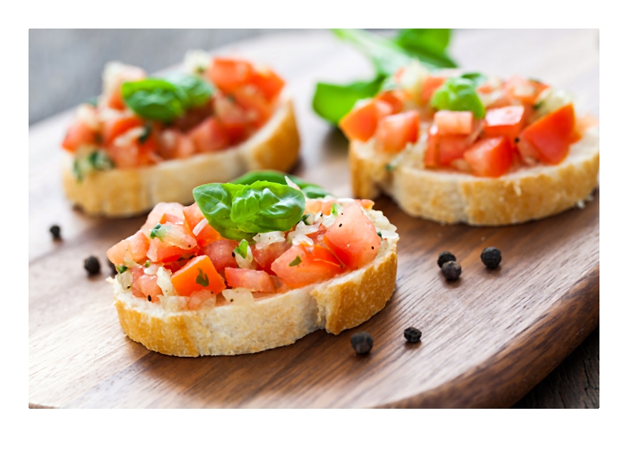 Przepis na karnawałowe przyjęcie: Bruschetta z pomidorami i sosem musztardowo-paprykowym