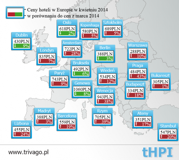 Europa drożeje. Ceny wzrastają nawet o 43%. Podróże, LIFESTYLE - Jak się okazuje, im bliżej maja, tym wyższe ceny narzucają odwiedzającym hotele – szczególnie te zlokalizowane w południowej i wschodniej części kontynentu.